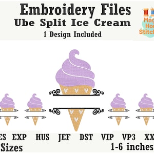 Split monogram frame Ice Cream Embroidery File, ice cream Embroidery file Design,summer embroidery,food dst,exp,hus,jef,pes,vip,vp3,xxx