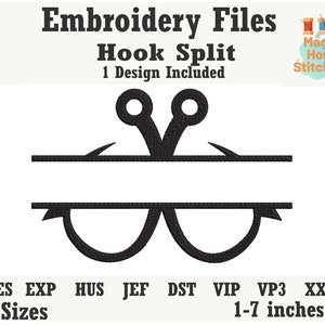 Split Monogram Frame Fishing Hook Machine Embroidery Design,Fish Hook Machine Embroidery,Fishing Rod dst,exp,hus,jef,pes,vip,vp3,xxx
