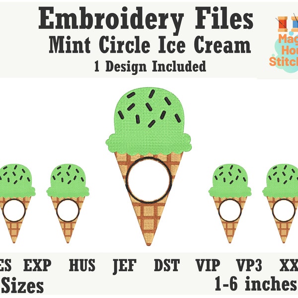 Mint Bubble gum Circle Ice Cream Embroidery File,Bubble gum Circle Embroidery Design,Summer Embroidery,dst,exp,hus,jef,pes,vip,vp3,xxx