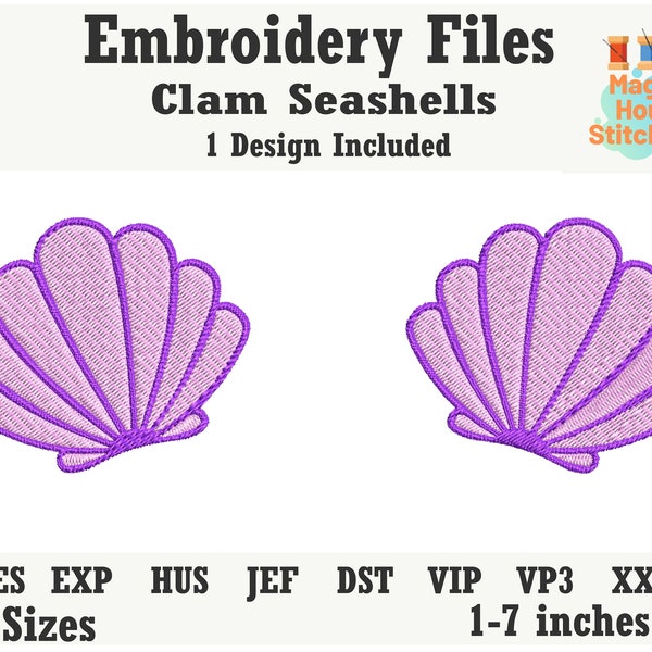 Clam Sea Shell Machine Embroidery Design,Sea Shell Filled Stitch,mermaid clam embroidery file,Sea Shell Clam dst,exp,hus,jef,pes,vip,vp3,xxx