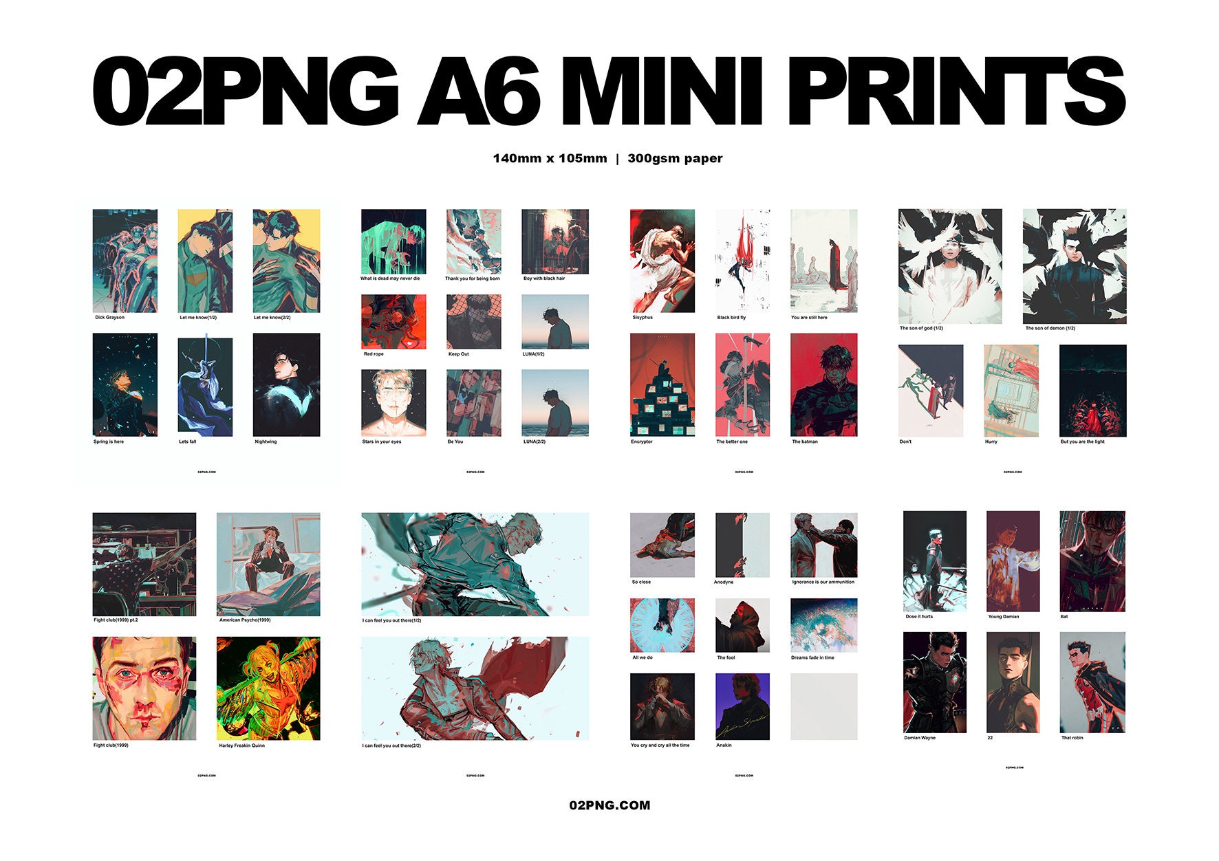 02PNG A6 PRINTS vol.1 | DC comics/ Star war/ DMC/ tenet/ movie