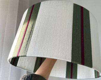 Pantalla de lámpara de algodón tejida a mano: Pantalla de cuerda con bloques de color