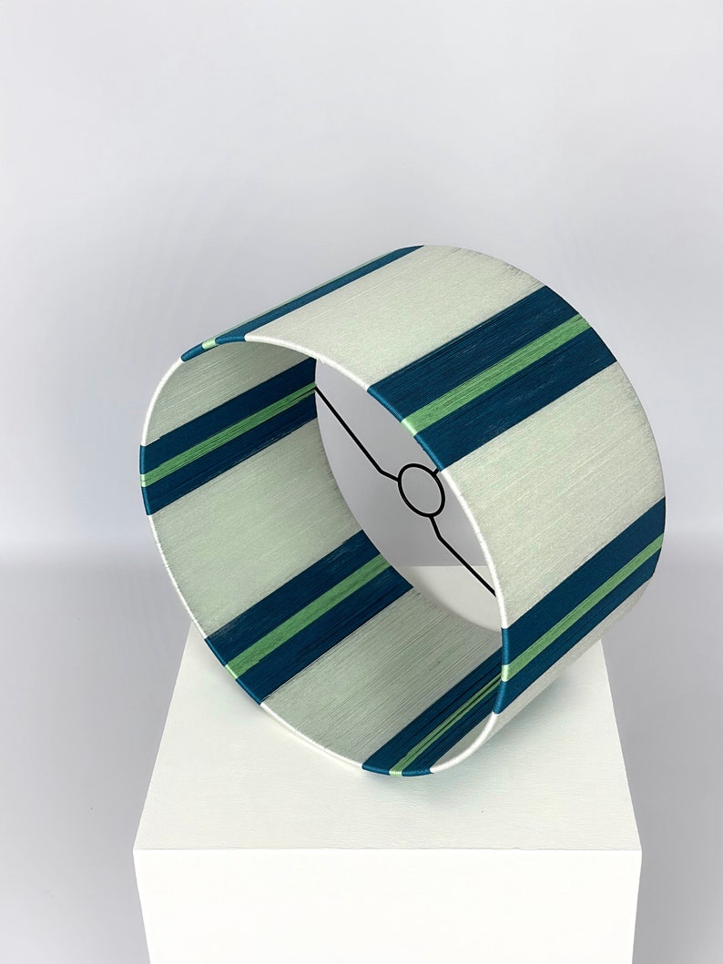 Pantalla de lámpara tejida a mano con bloques de color: moderna pantalla de hilo de algodón imagen 5