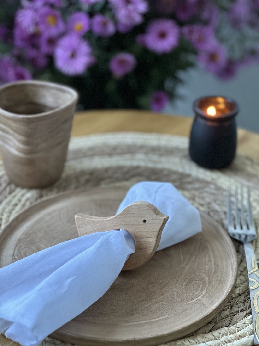 Handcrafted Wooden Bird Napkin Rings set of 2 Rustic Bird Etsy
