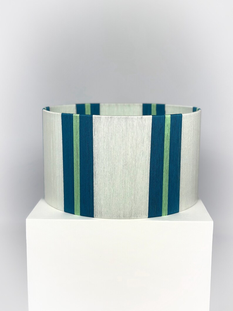 Pantalla de lámpara tejida a mano con bloques de color: moderna pantalla de hilo de algodón imagen 3