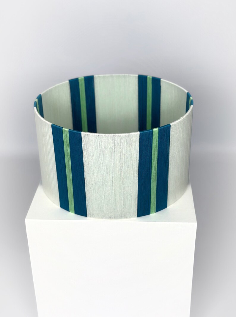 Pantalla de lámpara tejida a mano con bloques de color: moderna pantalla de hilo de algodón imagen 4