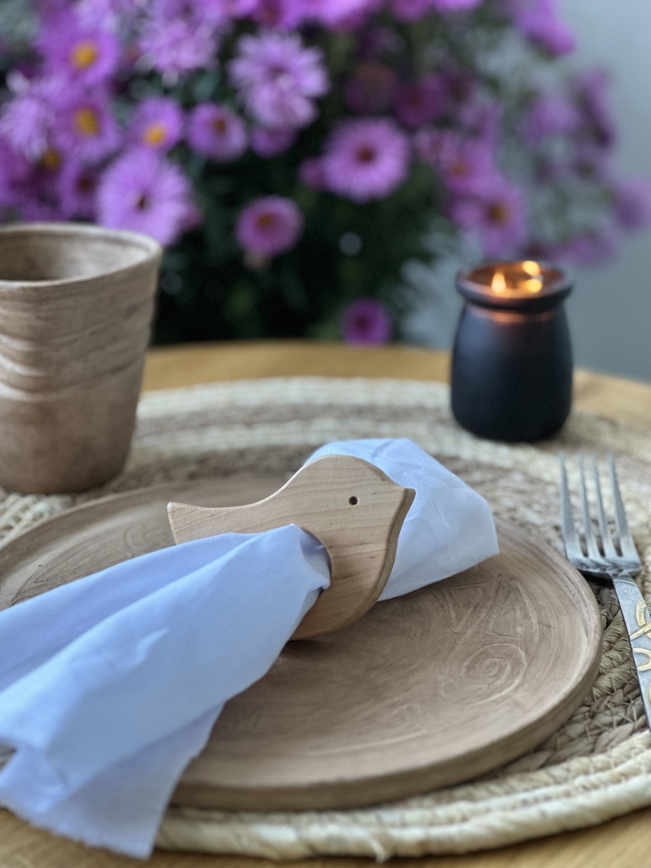 Handcrafted Wooden Bird Napkin Rings set of 2 Rustic Bird Etsy