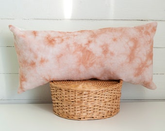 Handmade naturally dyed peach rectangle cushion cover