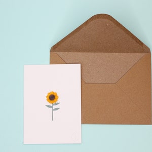 carte TOURNESOL, fleur en papier, tournesol papier, carte découpé, carte illustration, collage papier, papier découpé, fleur tournesol