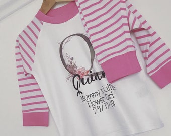 Personalised Flower Girl Children/'s Pyjamas Wedding Gifts Bride Matching