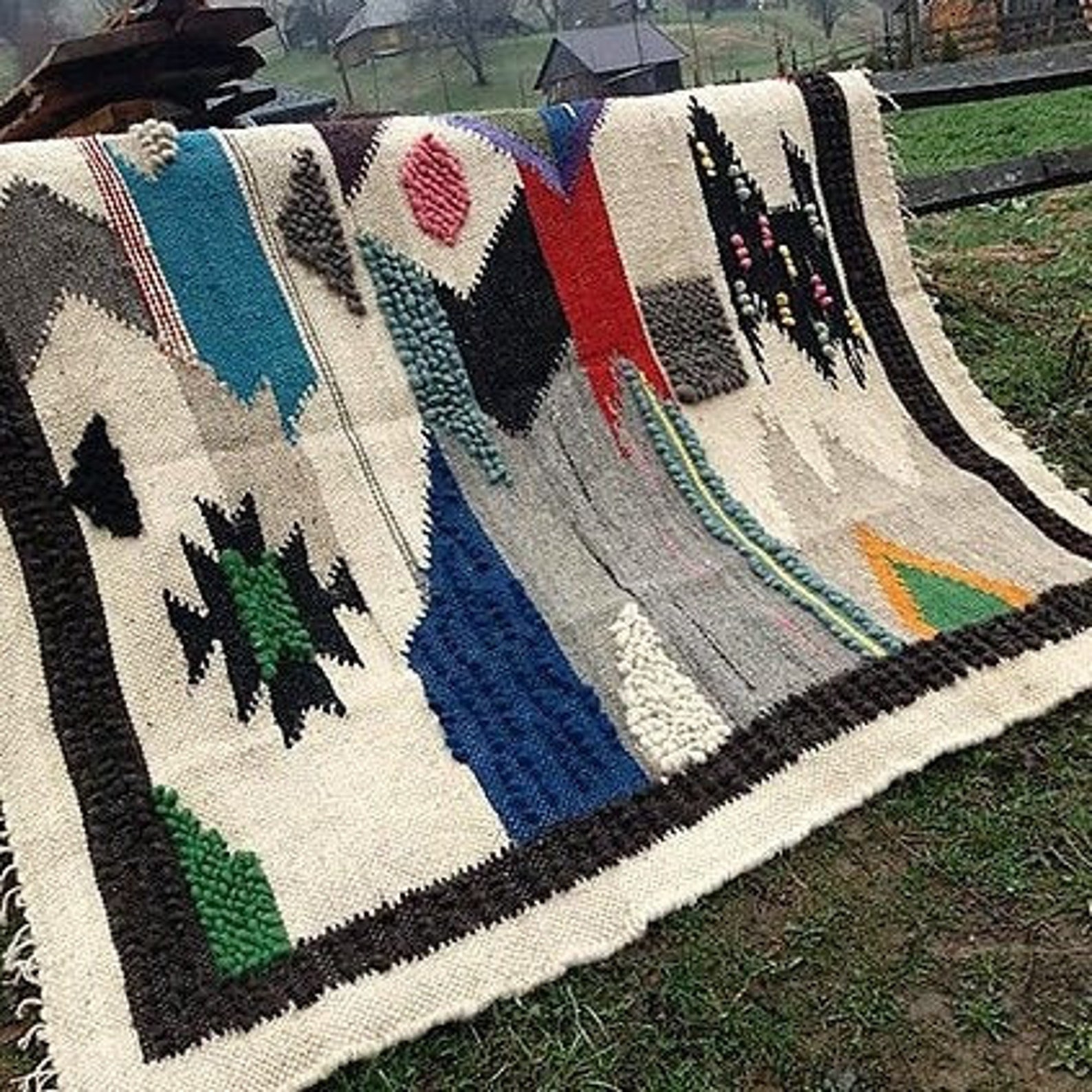 Heavy wool blanket throw Large sofa cover 'Chaos' Etsy