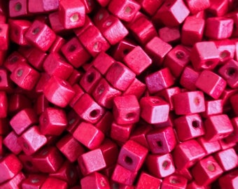 50 Gr pack 5x5mm Wooden Cube Beads Wooden Cube Spacers Brown Color