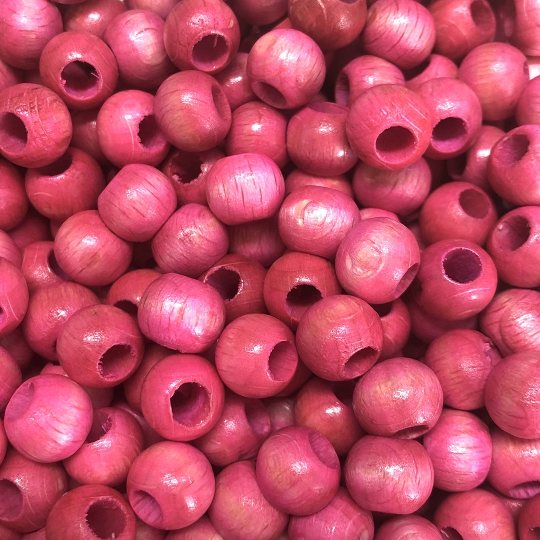 10mm Wooden Beads Large Hole Wooden Spacers Pink Color 50 Etsy UK