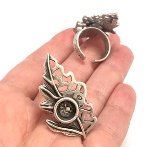 Silver Plated Brass Adjustable Ring Blank, Silver Ring Setting, Adjustable Ring Bezel
