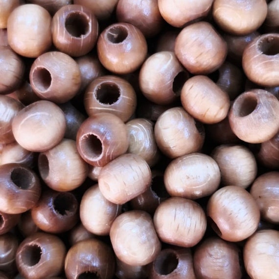 10mm Wooden Beads, Large Hole Wooden Spacers- Light Brown Color