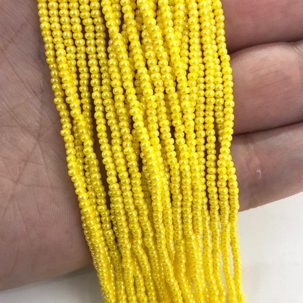 Preciosa Seed Beads 11/0 Rocailles-Round Hole,Beads,88110 Opaque Yellow Luster