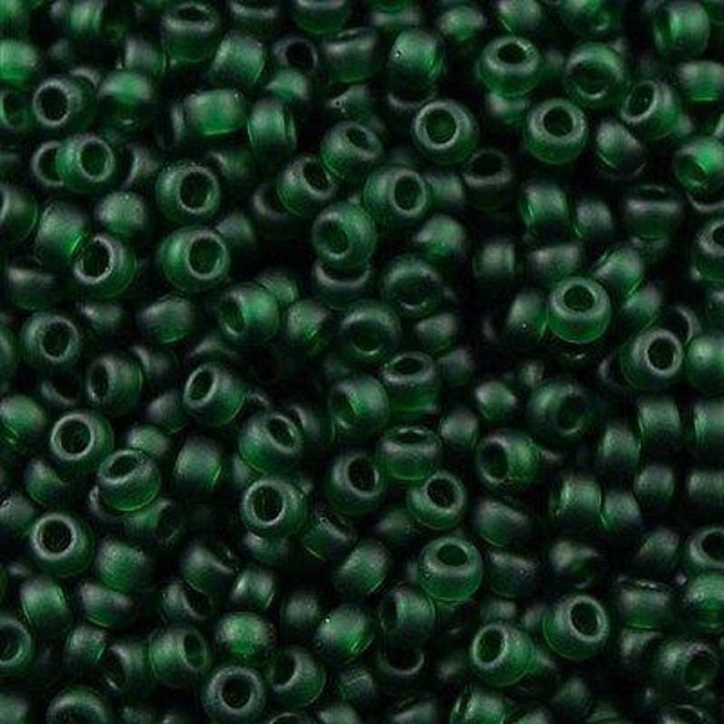 0156F Miyuki Seed Beads 110 Matted Transparent Dark Emerald