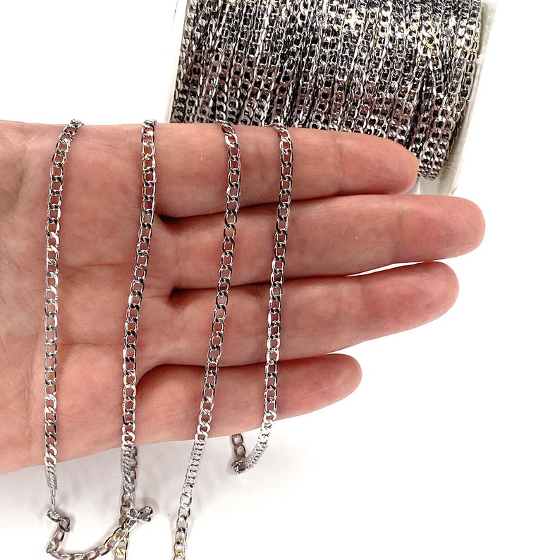 Silver Plated Necklace Chain 1 meter Silver Plated 3x5mm Chain