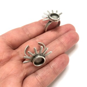 Silver Plated Brass Adjustable Ring Blank, Silver Ring Setting, Adjustable Ring Bezel