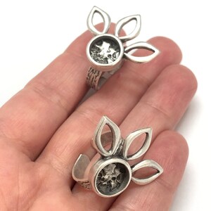 Silver Plated Brass Adjustable Ring Blank, Silver Ring Setting, Adjustable Ring Bezel