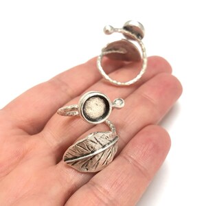 Silver Plated Brass Adjustable Ring Blank, Silver Ring Setting, Adjustable Ring Bezel