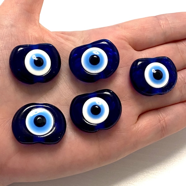 Large Hole Evil Eye Resin Beads, 29mm Beads, 6mm Hole, 5 Beads in a Pack