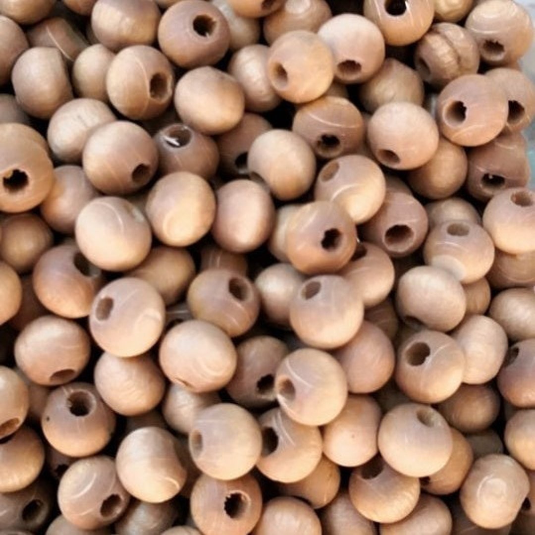 8mm Matte Wooden Beads, Large Hole Wooden Spacers Light Brown, 50 Gr
