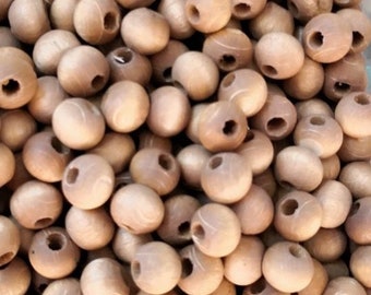 8mm Matte Wooden  Beads, Large Hole Wooden Spacers- Light Brown, 50 Gr pack