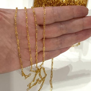 24Kt Shiny Gold Plated Brass Paperclip Chain, 2x6mm Gold Plated Chain,
