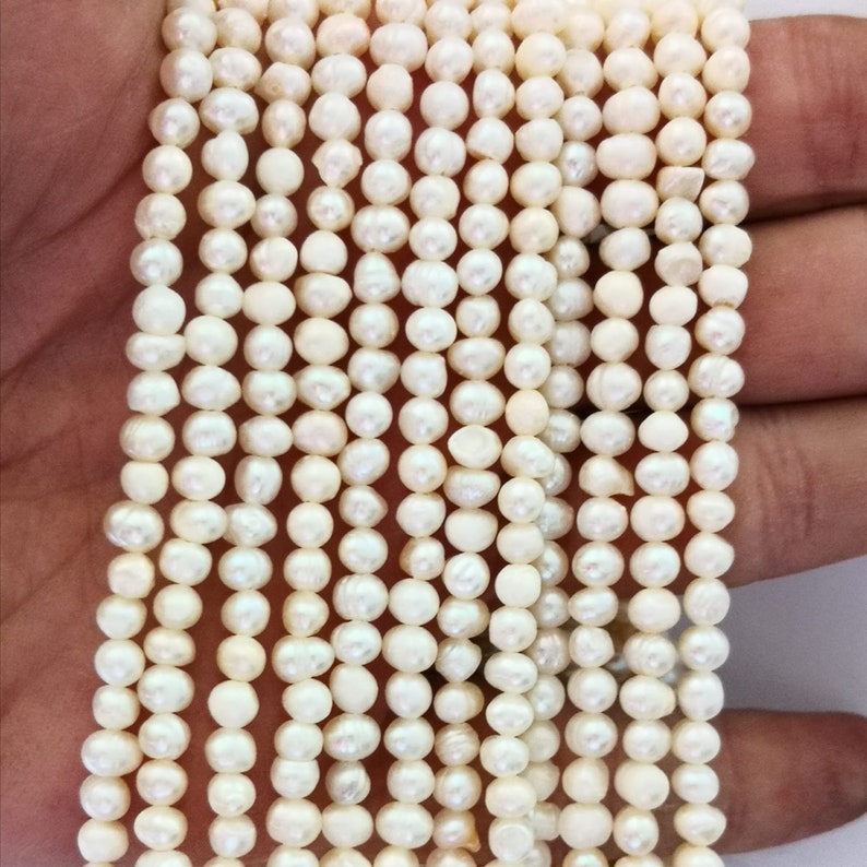 Natural Gemstone Ivory Potato Pearls 4-4,2mm Creamy White Freshwater Pearls