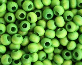 8mm Wooden  Beads, Wooden Spacers- Green, 50 Gr pack