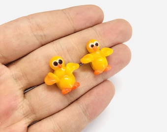 Handgemachte Murano Glas Küken Charms, 2 Stk im Pack