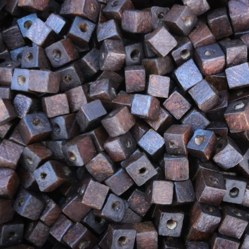 50 Gr pack 5x5mm Wooden Cube Beads Wooden Cube Spacers Brown Color
