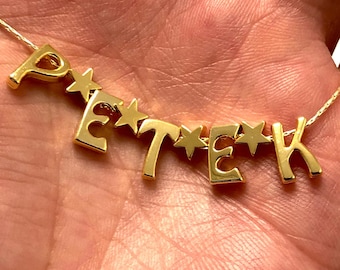 Amuletos iniciales chapados en oro de 24 kt, amuletos de letras del alfabeto dorado