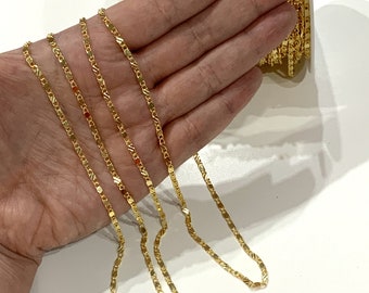 1 mètre 24Kt Shiny Gold Chain, Chaîne de barres d’or, Chaîne collier en or