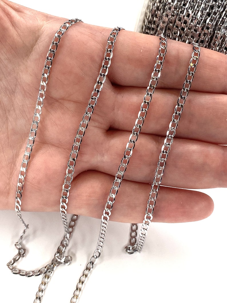 Silver Plated Necklace Chain 1 meter Silver Plated 3x5mm Chain