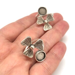 Silver Plated Brass Adjustable Ring Blank, Silver Ring Setting, Adjustable Ring Bezel