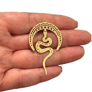 Raw Brass Snake Charm,Laser Cut Snake Charm