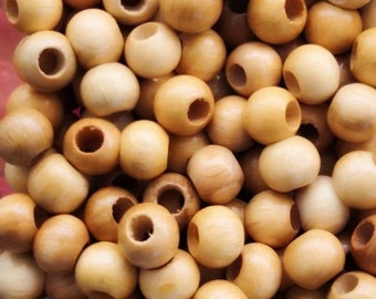 10mm Wooden  Beads, Large Hole Wooden Spacers- Natural Color, 50 Gr pack