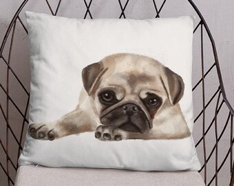 Think Pawsitive Pug Dog Throw Pillow Cute & Funny PUG DOG Humor Things Co Multicolor 16x16 Think Pawsitive Pug Dog Throw Pillow Cute & Funny PUG DOG Humor Things Co Multicolor 16x16