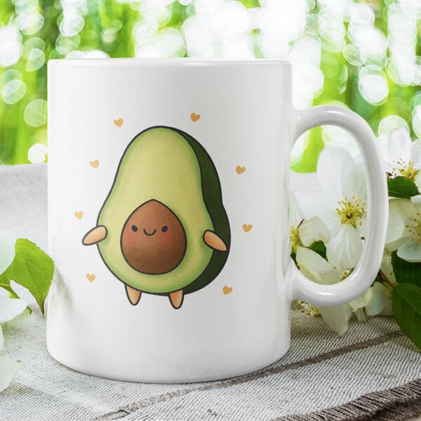 Avocado Mug - Vegan Gift, Funny Avocado Mug, Large Coffee Mug, Gift for Foodie, Vegan Avocado,Food Lover Gift, Vegan Gifts