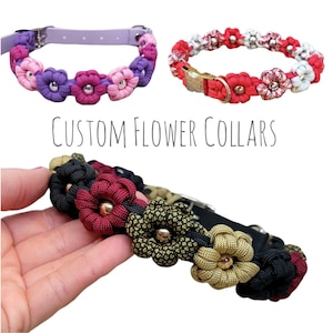 Custom Paracord Flower Dog Collar, Heavy Duty Braided Pet Collars, Floral Dog Accessories