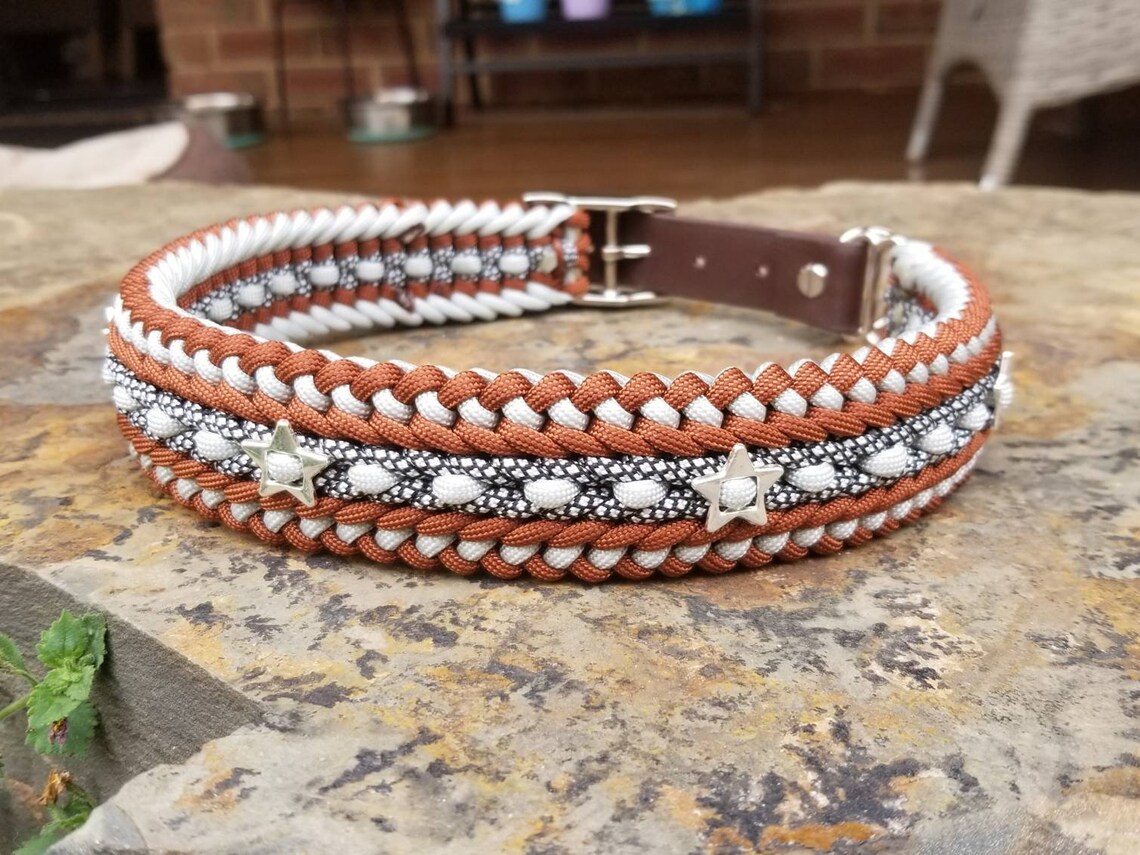 Paracord Collar Beaded Dog Collar Biothane Collar Etsy