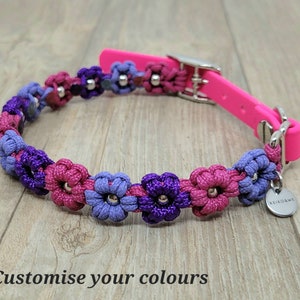 Small Dog Flower Collar Choose your Colours, Floral Dog Collar, Wedding Collars, Pretty Dog Collars