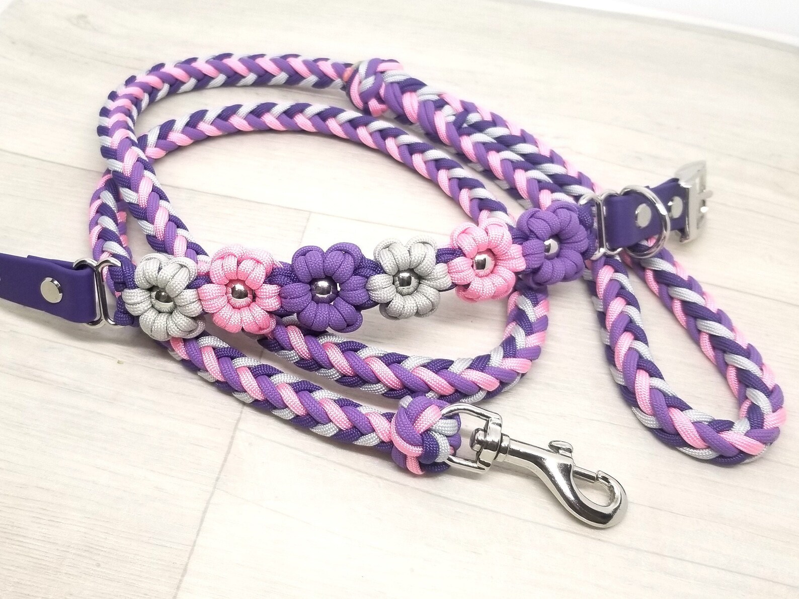 Flower Dog Collar Dog Collars Paracord Dog Collar Braided Etsy