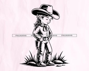 Cowboymeisje SVG | Western-snijbestand, kinderkamerdecoratie (digitale download)