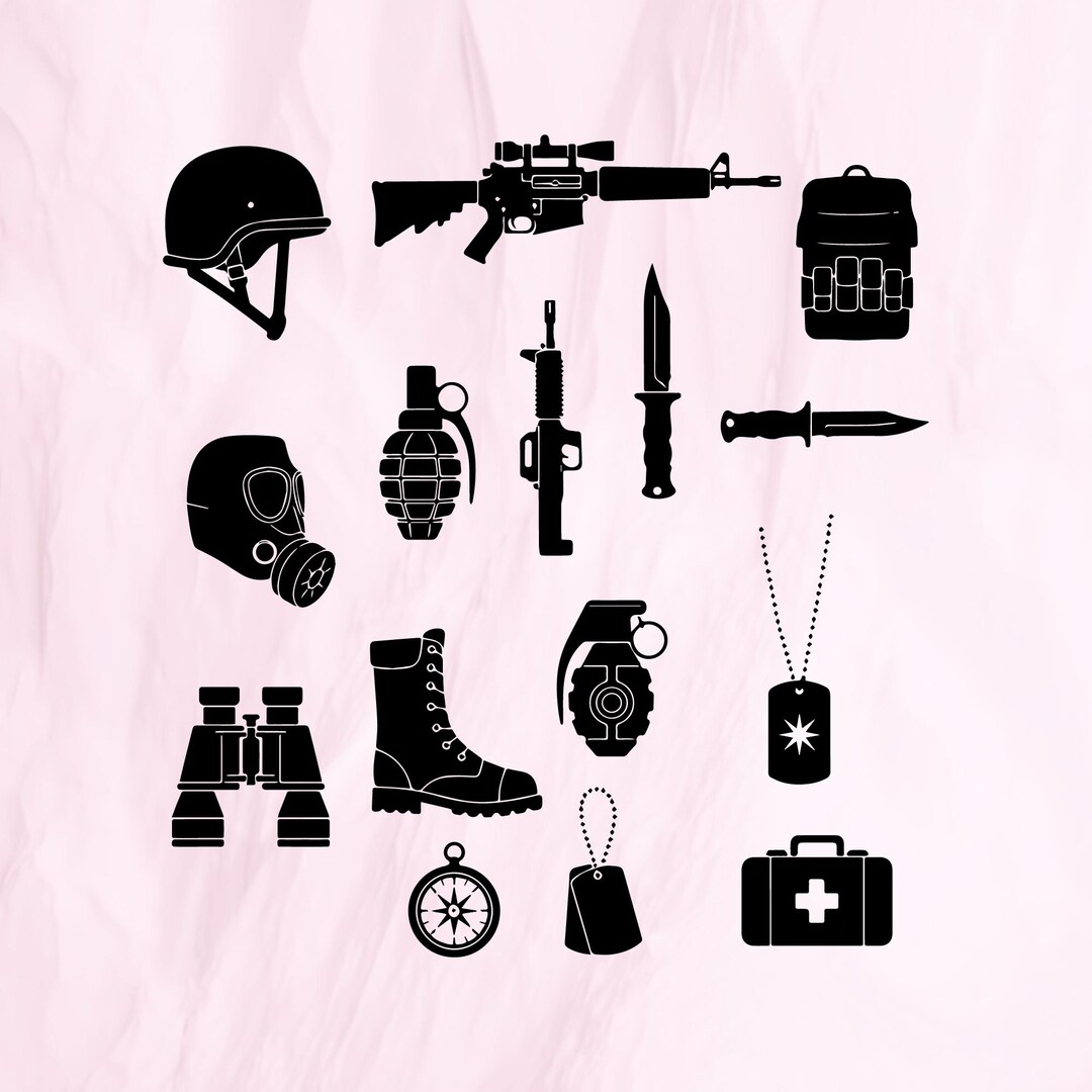 Military SVG Bundle, Army Clipart, Tactical Gear Cut Files (digital ...