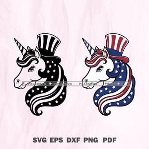 Patriotic Unicorn Svg, Red White Blue Unicorn Svg, Independence Day Svg, USA Unicorn svg, American Unicorn Design, instant download