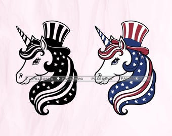 Patriotic Unicorn SVG, Red White Blue, 4th of July Design (Digital Download)