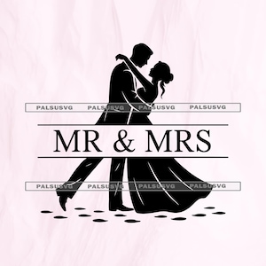 Dancing Couple SVG, Wedding Monogram Cut File (Digital Template)